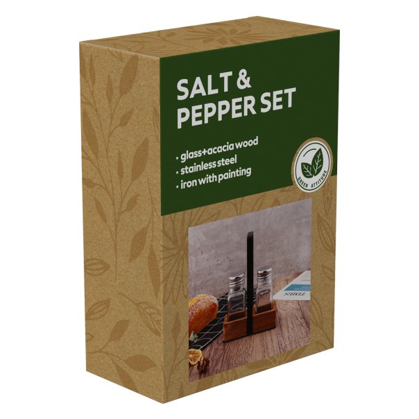 Set za so i biber GARLIC – staklene posude na drvenom postolju - EP3258295