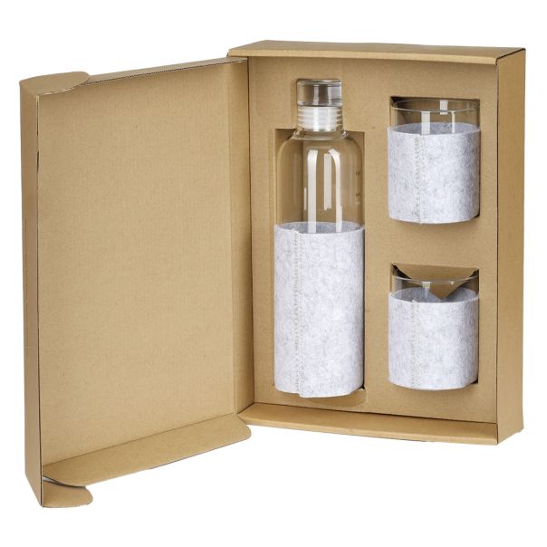 Set boca 500 ml i dve čaše 200 ml SAKURA – borosilikatno staklo, filc obloga - EP3258319