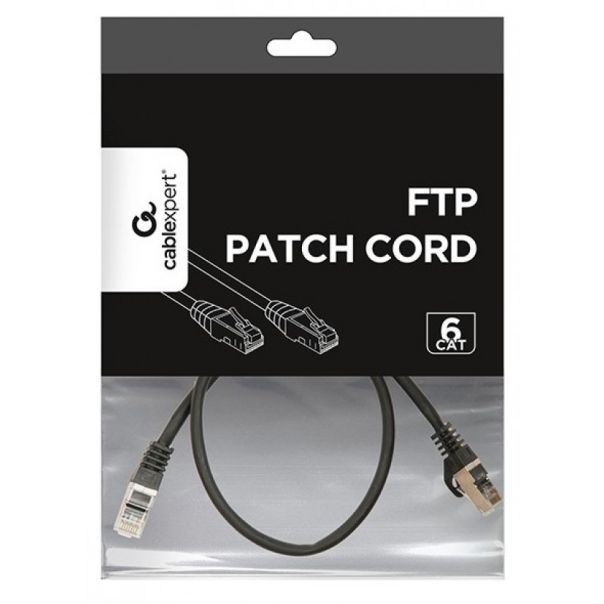 GEMBIRD PP6-0.5M/BK Mrezni kabl, CAT6 FTP Patch cord 0.5m black - 40300-1
