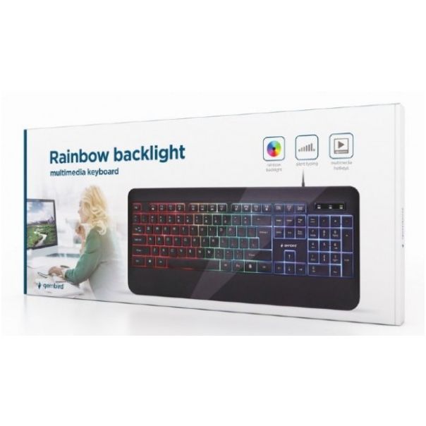 GEMBIRD KB-UML-03 Rainbow multimedijalna tastatura sa pozadinskim osvetljenjem, US layout USB - 40293