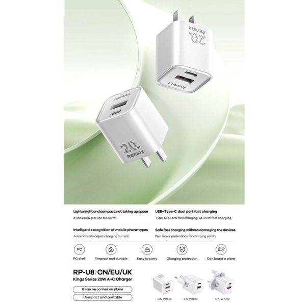 Kucni punjac REMAX RP-U8 20W Type C beli - 224081