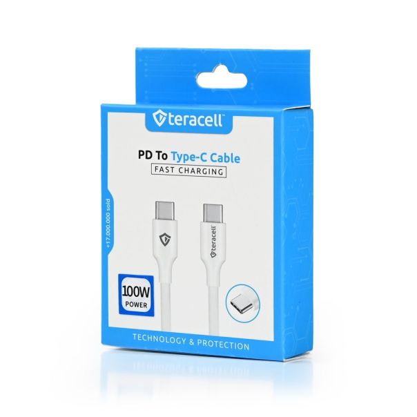 Data kabl Teracell Plus 100W PD Type C na Type C beli 1m - 224175