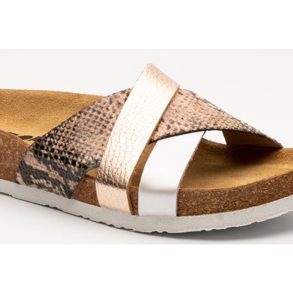 LEON Ženska papuča Adriana-roze zmija - 4201-RZ