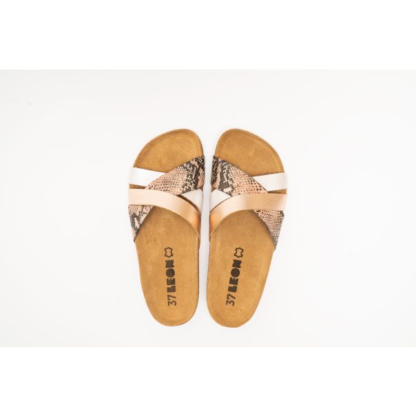 LEON Ženska papuča Adriana-roze zmija - 4201-RZ