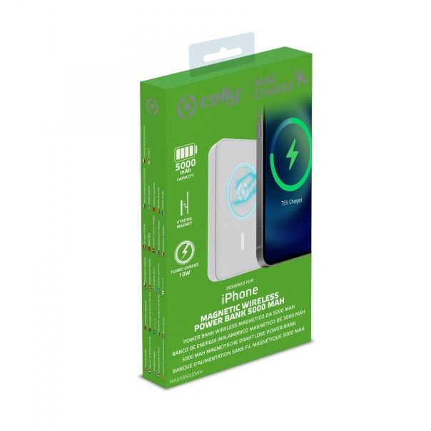 CELLY Wireless Power bank 5000mAh - MAGPB5000WH