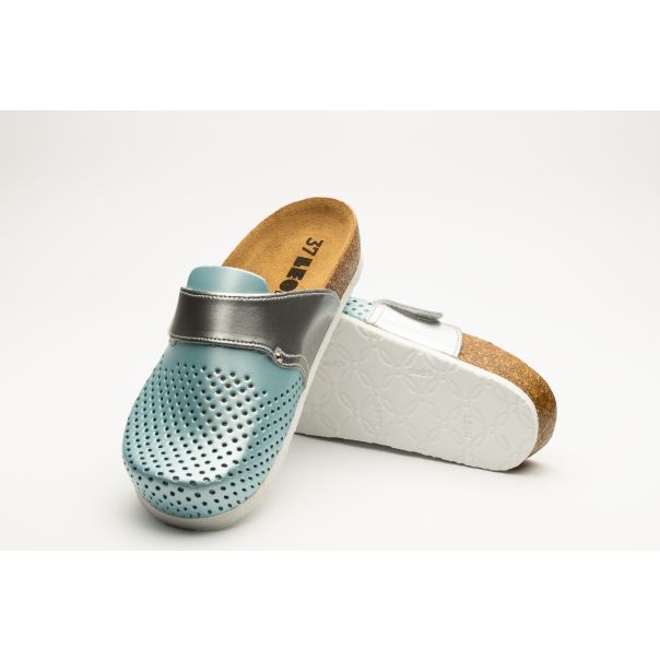 LEON Ženska papuča Edita II-mint srebrna - 4251-MS