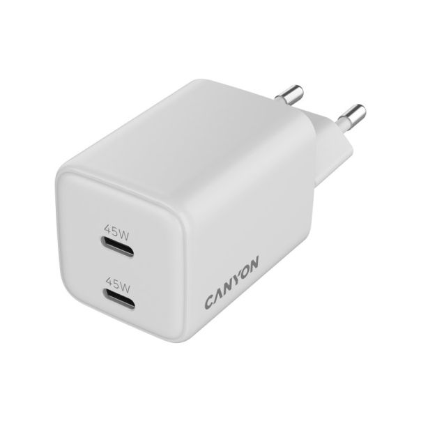 CANYON Punjač CU45AC GaN 45W 2xPD, bela - CNS-CUW45CC