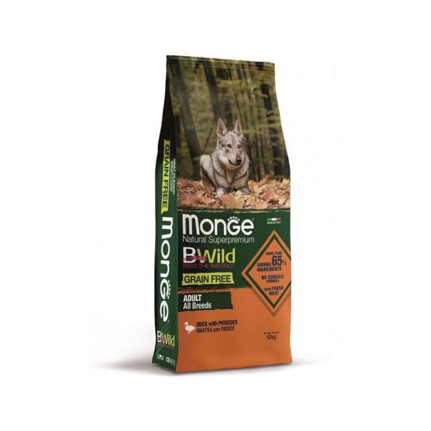 MONGE Hrana za pse BWild Grain Free Adult pačetina i krompir 12kg - 8009470004749