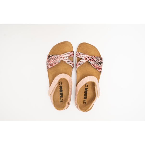 LEON Ženska sandala Helen-roze zmija - 4300-RZ