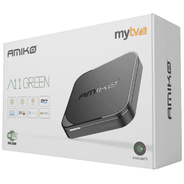 AMIKO Android box, A11 GREEN, IPTV, Android OS , 2/16GB, 4K, WiFi, Bluetooth - 43154-1
