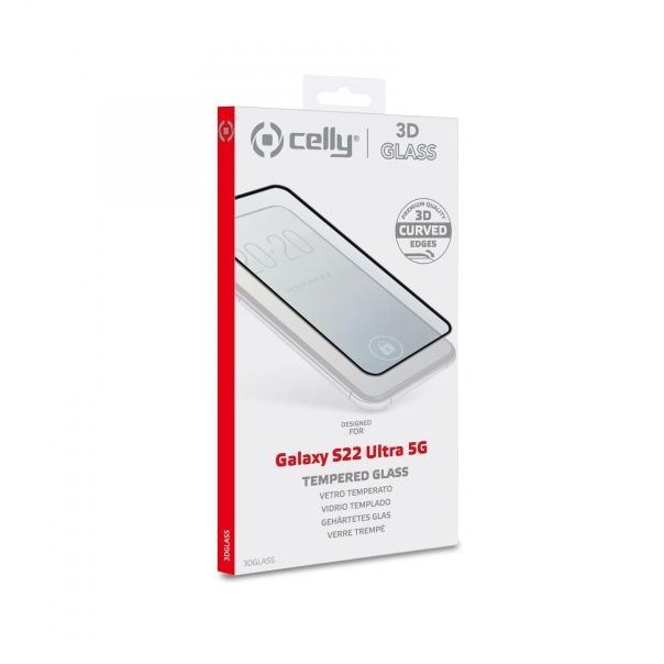 CELLY Zaštitno staklo 3D za Samsung S22 ultra - 3DGLASS1012BK