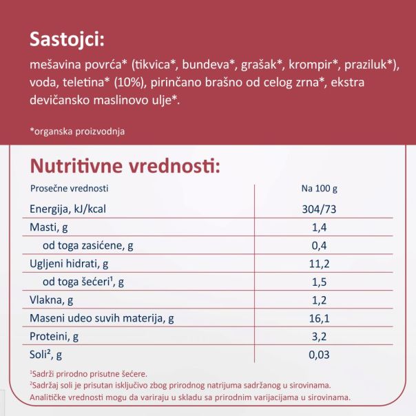 Fleur Alpine organski pire od povrća sa teletinom 8+, 100gr - 000391
