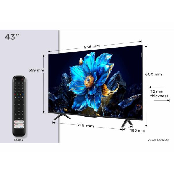 TCL Televizor 43P7K, Ultra HD, Google TV Smart - 43P7K