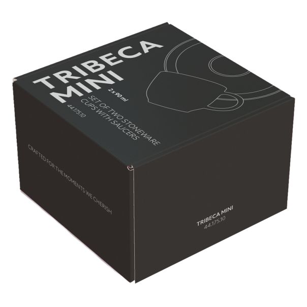 Set dve espresso šoljice sa tacnama TRIBECA MINI 90 ml – keramika sa teksturnom glazurom, crni - EP3258292