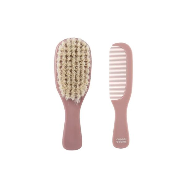 CANPOL Češalj i četka za bebe Natural bristles, roze - 7-406_pin2