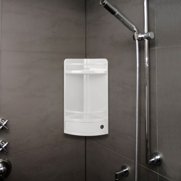 TATAY Ugaona kupatilska polica 20x20x50cm, bela - 4432001