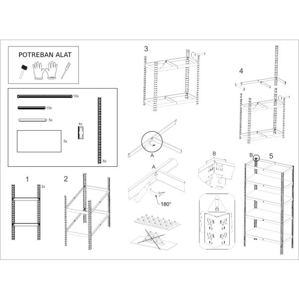 eHomeStorage 	Garažna metalna polica 180x90x40cm - 44531-STORAGE