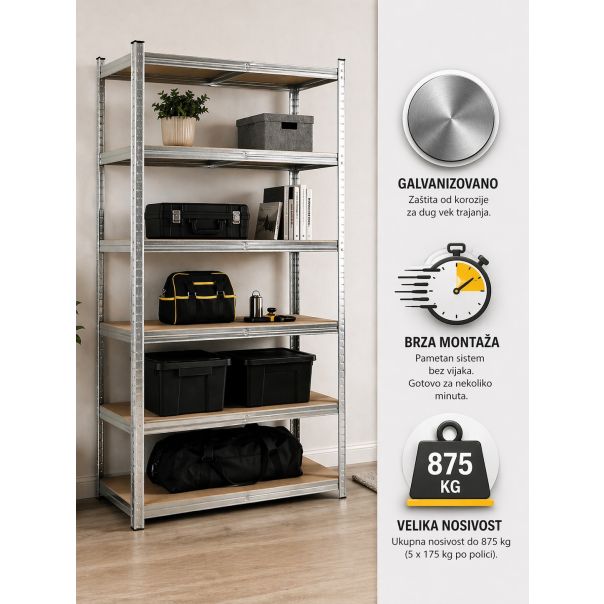 eHomeStorage Garažna metalna polica 180x90x40cm - 44531-STORAGE