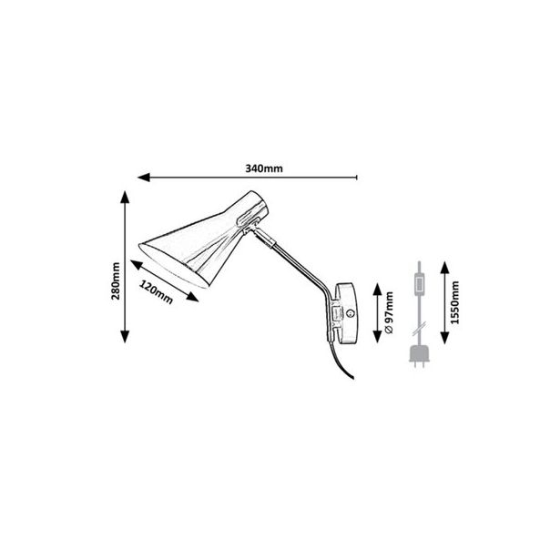 RABALUX Zidna lampa Alfons crna, E27 25W - 4504