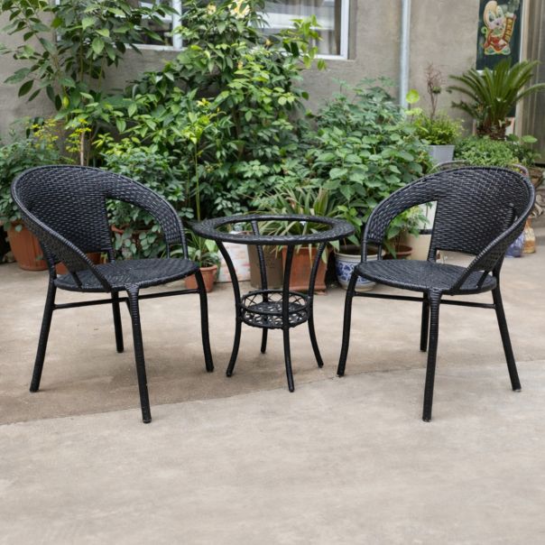 MODUL Baštenski set Rattanica crni, 2 stolice i sto - EP3161490