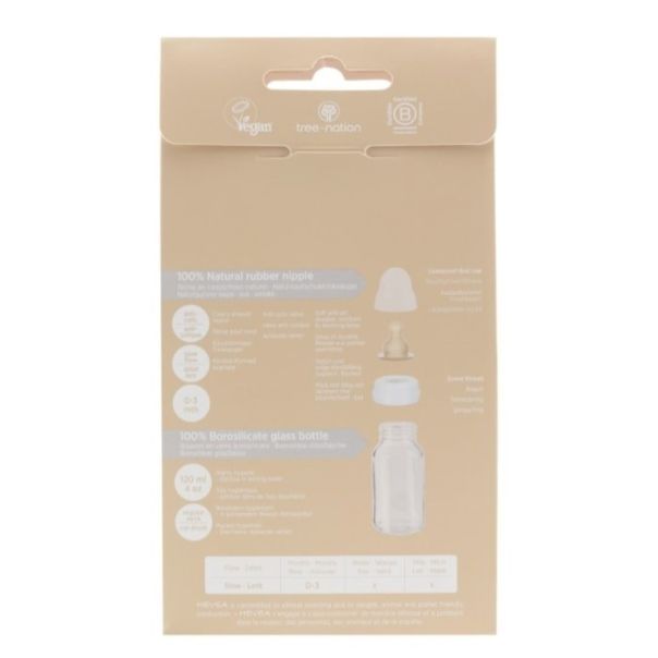 HEVEA Staklena flašica za bebe 2 komada u pakovanju, 120ml/4oz, 0-3 mes. - 458478