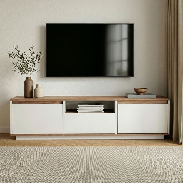 NORDURE TV komoda Sentinel, bela/braon - EP3057554