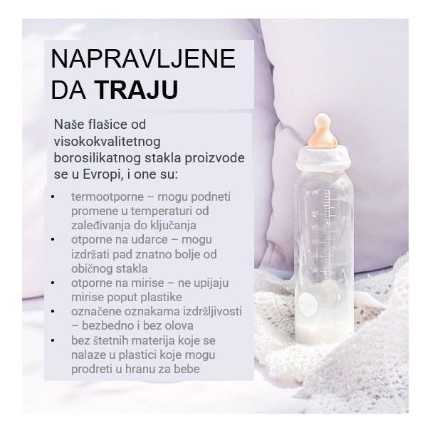 HEVEA Staklena flašica za bebe 2 kom 240ml/8oz (3-24 mes) - 468475