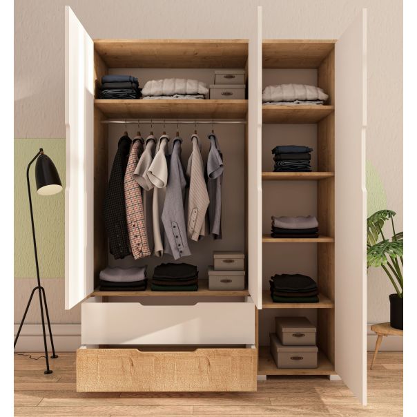 HANAH HOME Ormar Flora 137, bela/braon - EP3057566