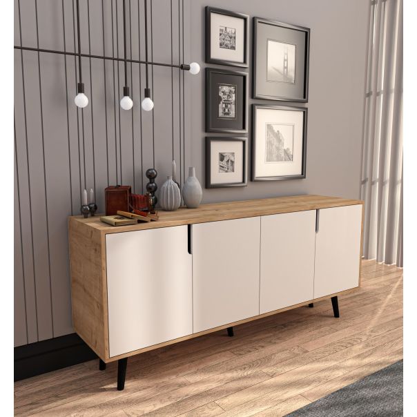 HANAH HOME Komoda Latina Modern 180, svetlo braon/bela - EP3057596