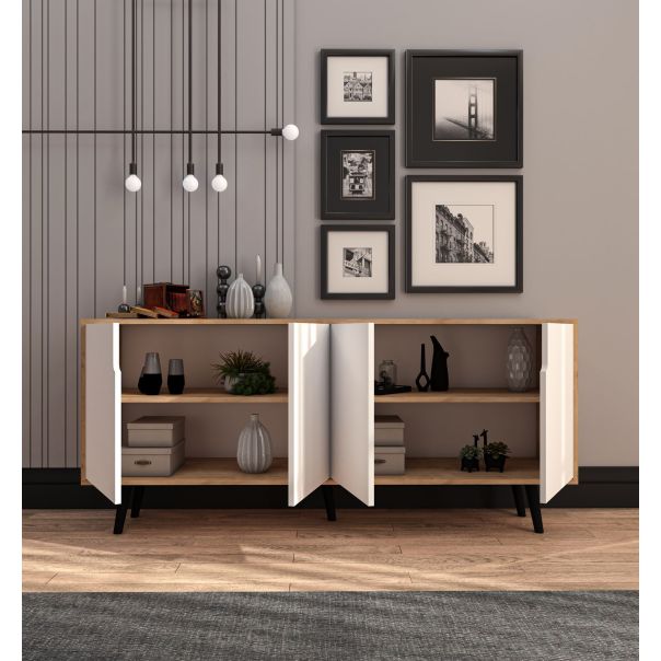 HANAH HOME Komoda Latina Modern 180, svetlo braon/bela - EP3057596