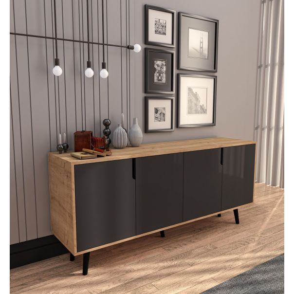 HANAH HOME Komoda Latina Modern 180, svetlo braon/antracit - EP3057602