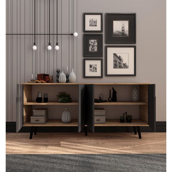 HANAH HOME Komoda Latina Modern 180, svetlo braon/antracit - EP3057602