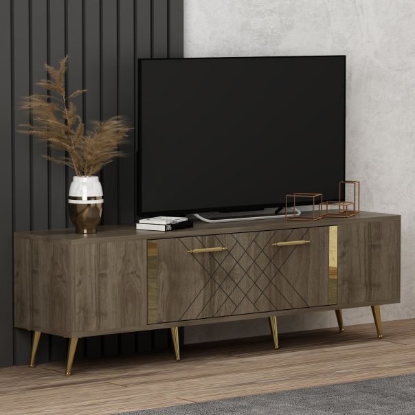 HANAH HOME TV komoda Detas, braon/zlatna - 475OLV1140