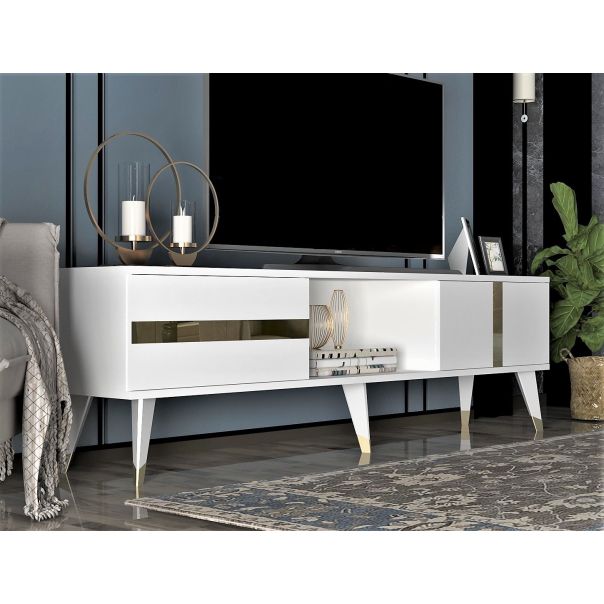 HANAH HOME TV komoda Vania, bela/zlatna - 475OLV1154