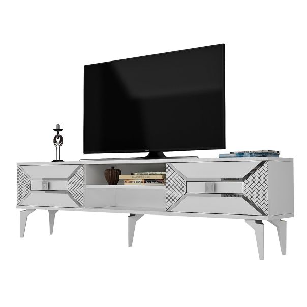 HANAH HOME TV komoda Yumedi, bela/srebrna - 475OLV1159