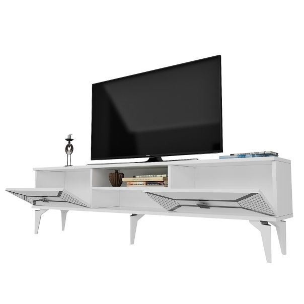 HANAH HOME TV komoda Yumedi, bela/srebrna - 475OLV1159