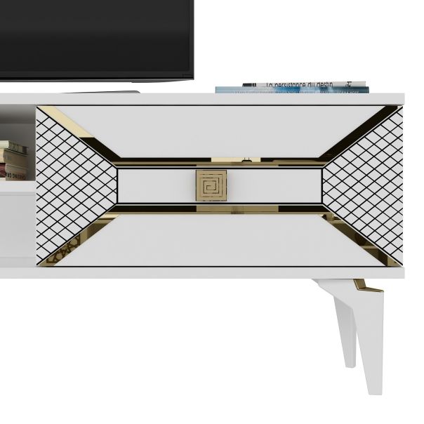 HANAH HOME TV komoda Yumedi, bela/zlatna - 475OLV1160