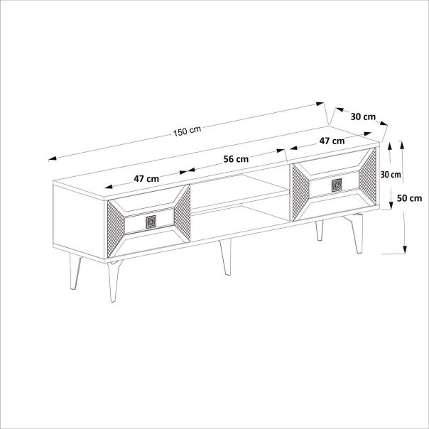 HANAH HOME TV komoda Yumedi, bela/zlatna - 475OLV1160