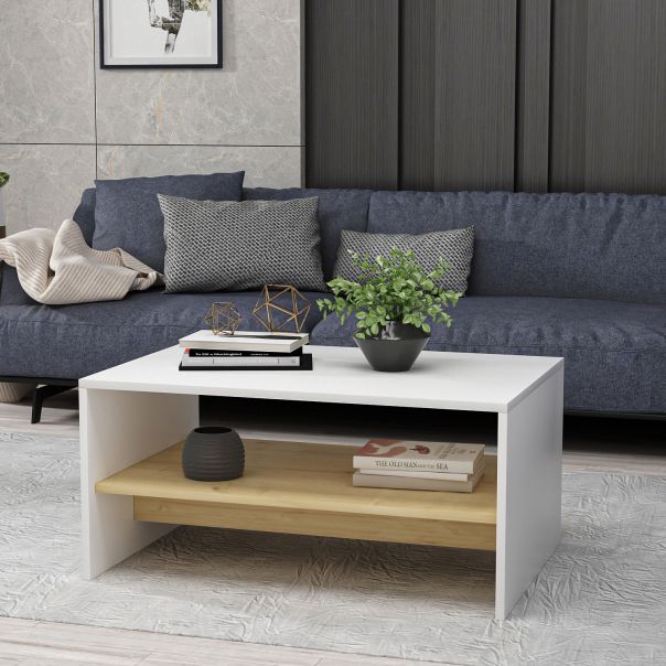 HANAH HOME Sto za dnevnu sobu Apollon White Sapphire Oak - 191228