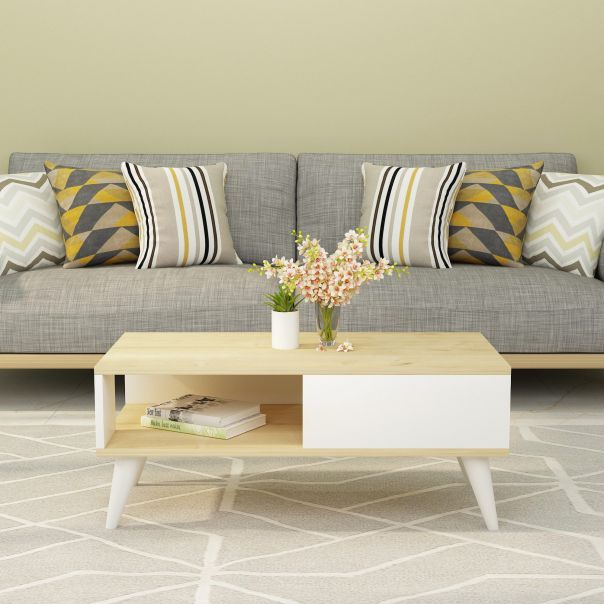 HANAH HOME Klub sto Seul, bela/svetlobraon - 475OLV1329