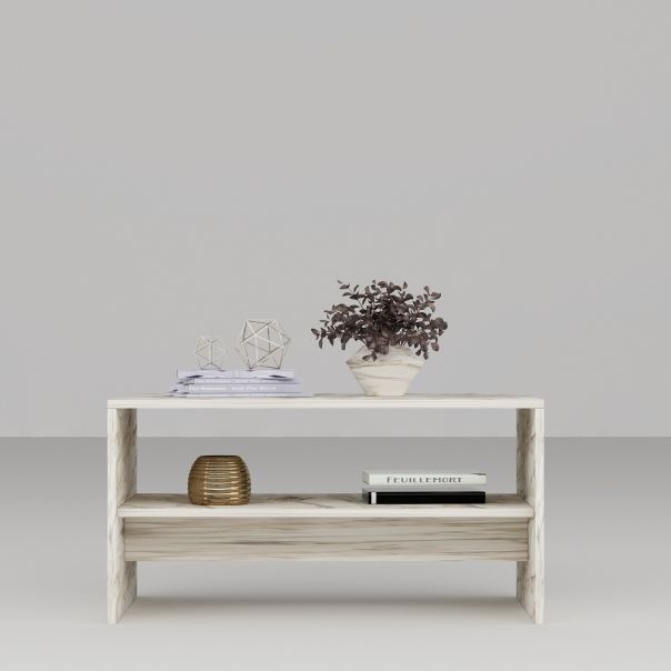 HANAH HOME Klub sto Apollon, bela/mermer - 475OLV1348