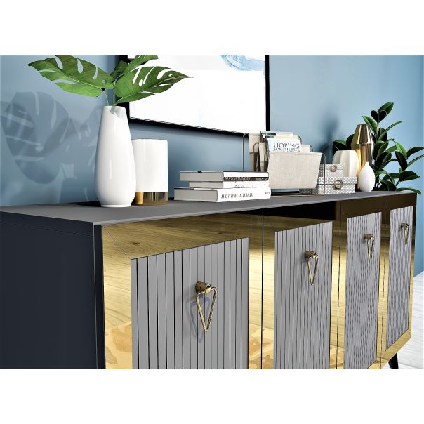 HANAH HOME Komoda Bare, antracit/zlatna - 475OLV1735