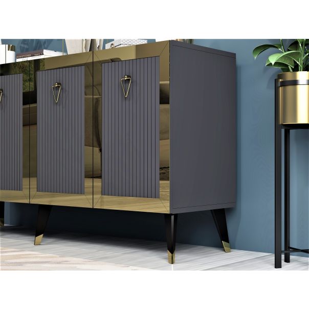 HANAH HOME Komoda Bare, antracit/zlatna - 475OLV1735