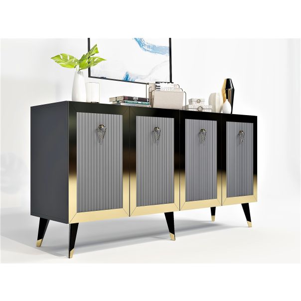 HANAH HOME Komoda Bare, antracit/zlatna - 475OLV1735