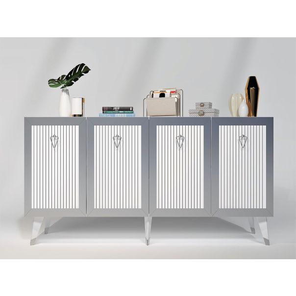 HANAH HOME Komoda Bare, bela/srebrna - 475OLV1736