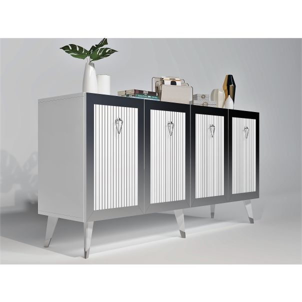 HANAH HOME Komoda Bare, bela/srebrna - 475OLV1736