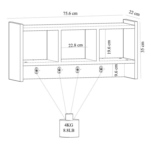 HANAH HOME Zidna polica Star, svetlobraon - 475OLV1903