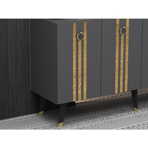 HANAH HOME Komoda Isil, antracit/zlatna - 475OLV2680