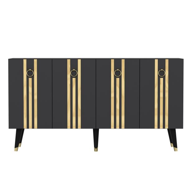 HANAH HOME Komoda Isil, antracit/zlatna - 475OLV2680