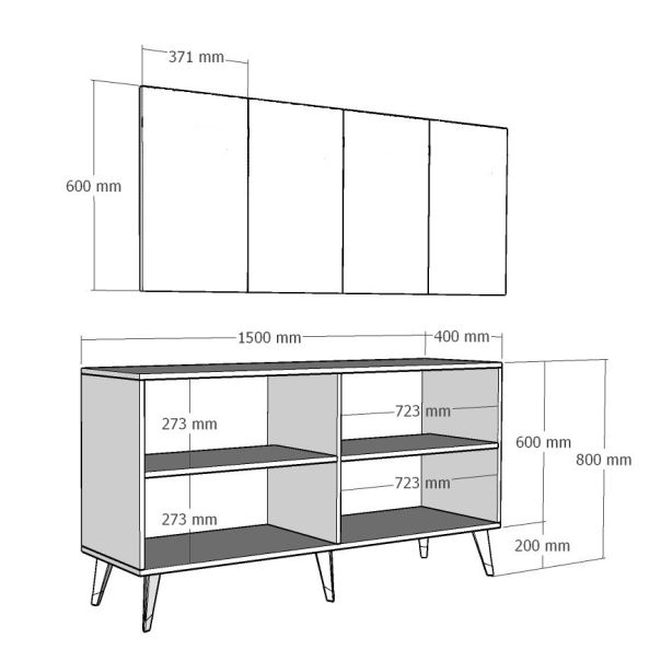 HANAH HOME Komoda Isil, antracit/zlatna - 475OLV2680